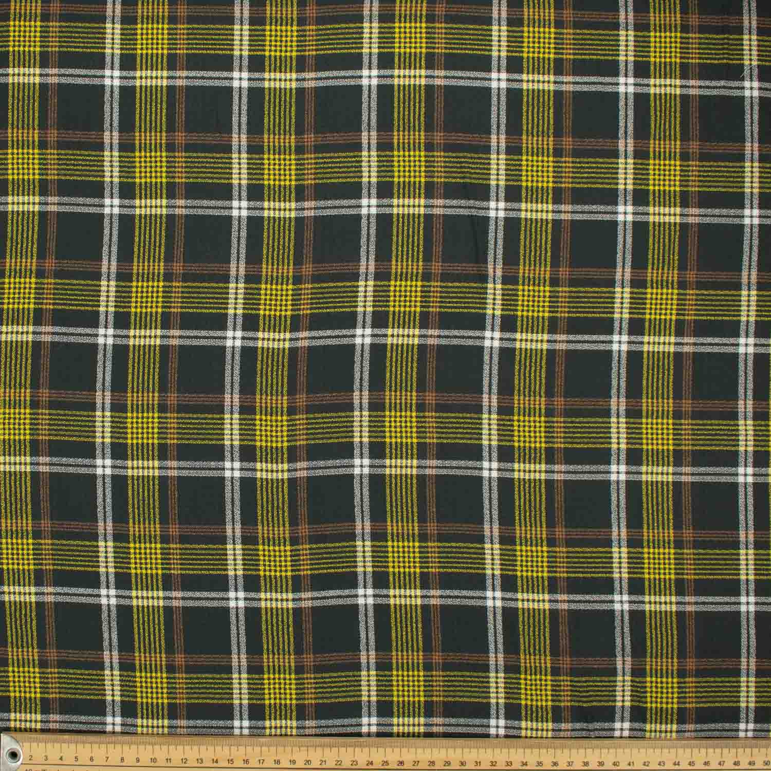 Japanese Printed Wool Suiting Pattern 04 Yellow & Dark Grey Checks