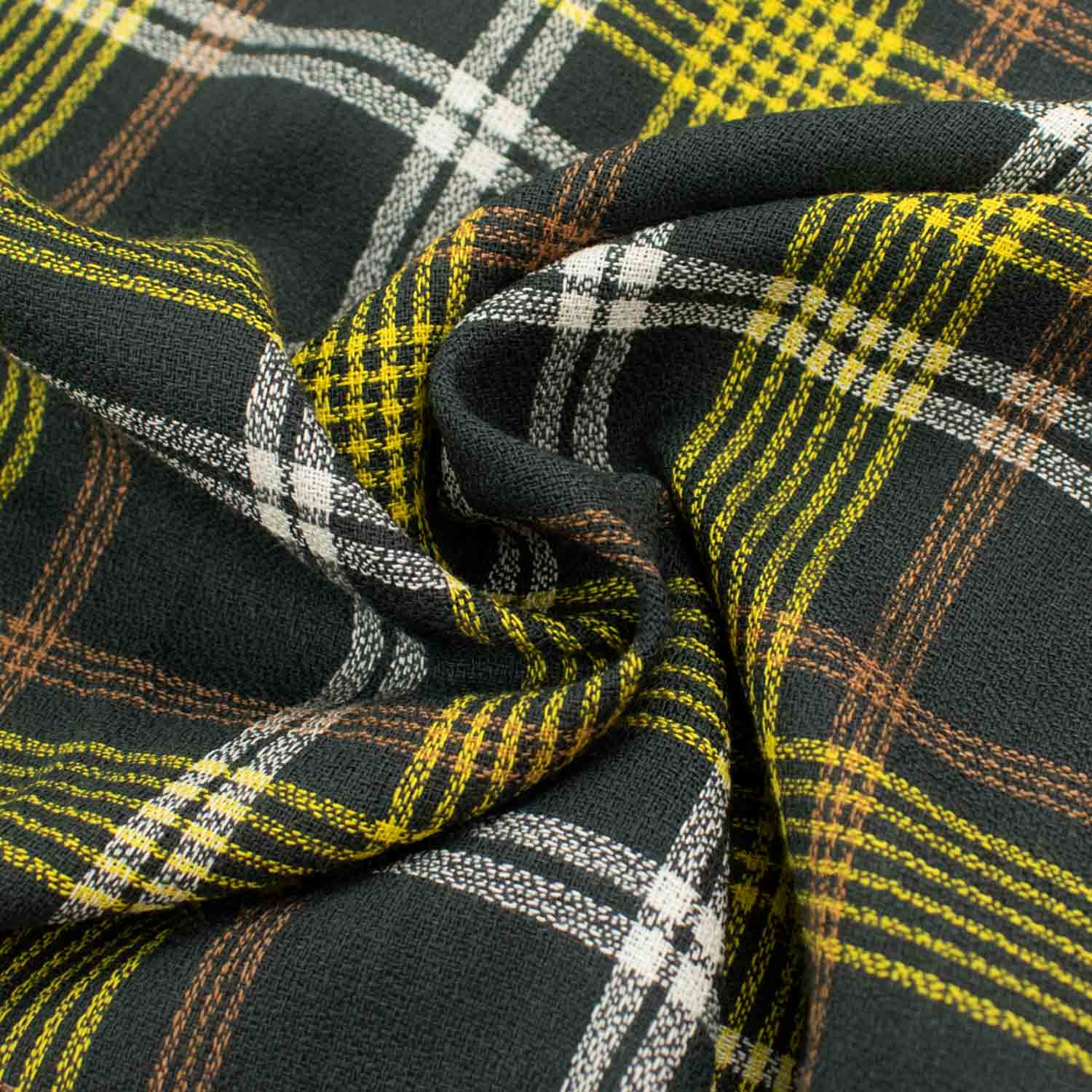 Japanese Printed Wool Suiting Pattern 04 Yellow & Dark Grey Checks