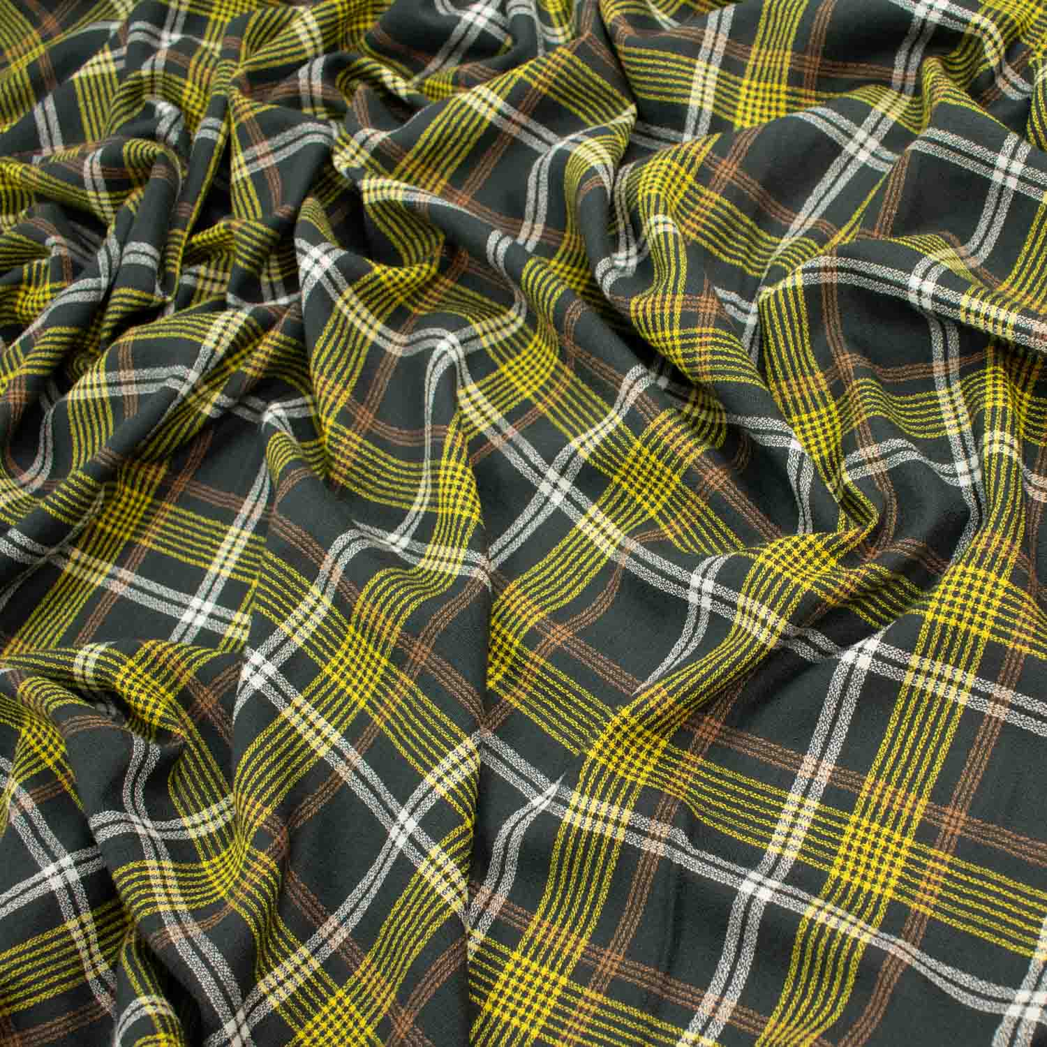 Japanese Printed Wool Suiting Pattern 04 Yellow & Dark Grey Checks