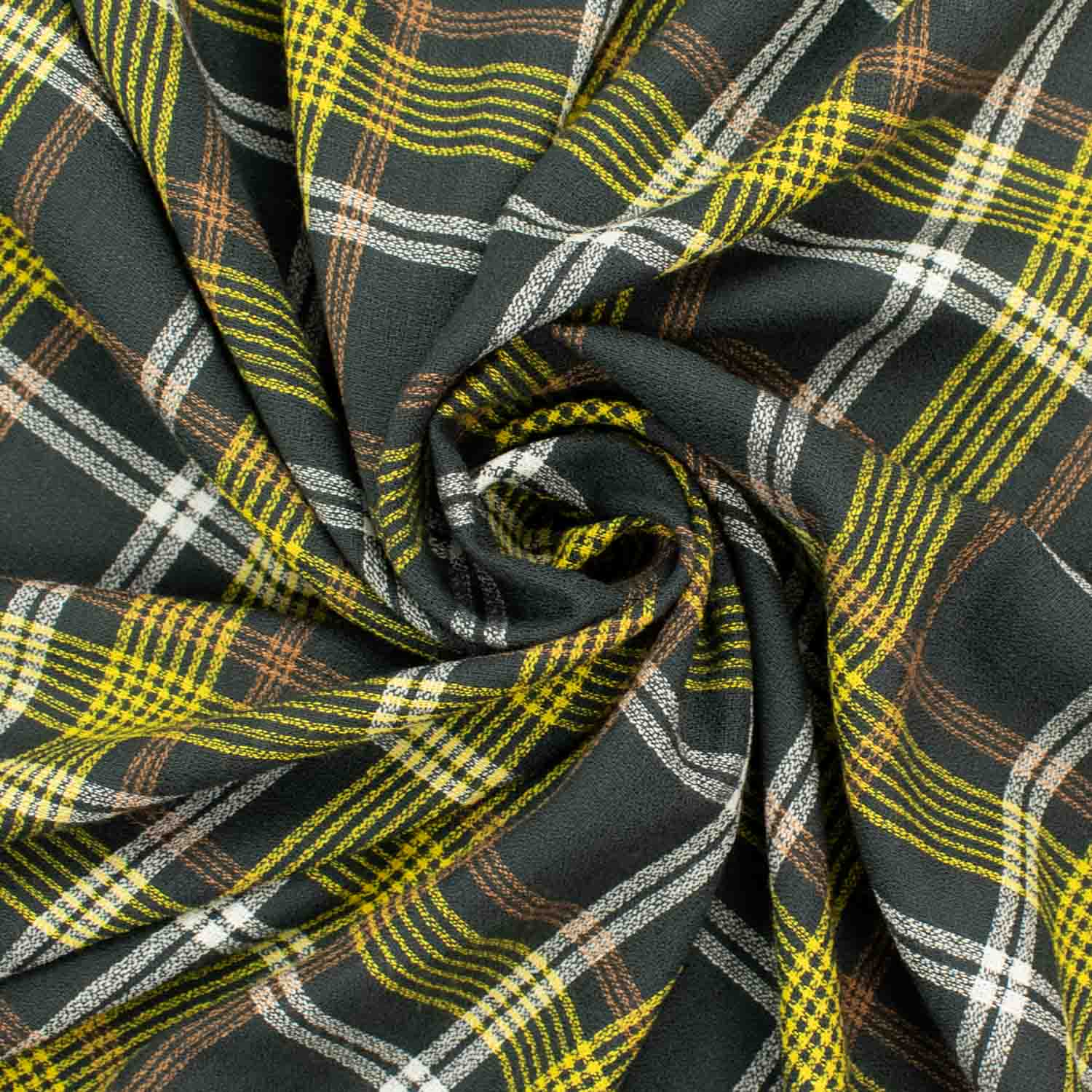 Japanese Printed Wool Suiting Pattern 04 Yellow & Dark Grey Checks