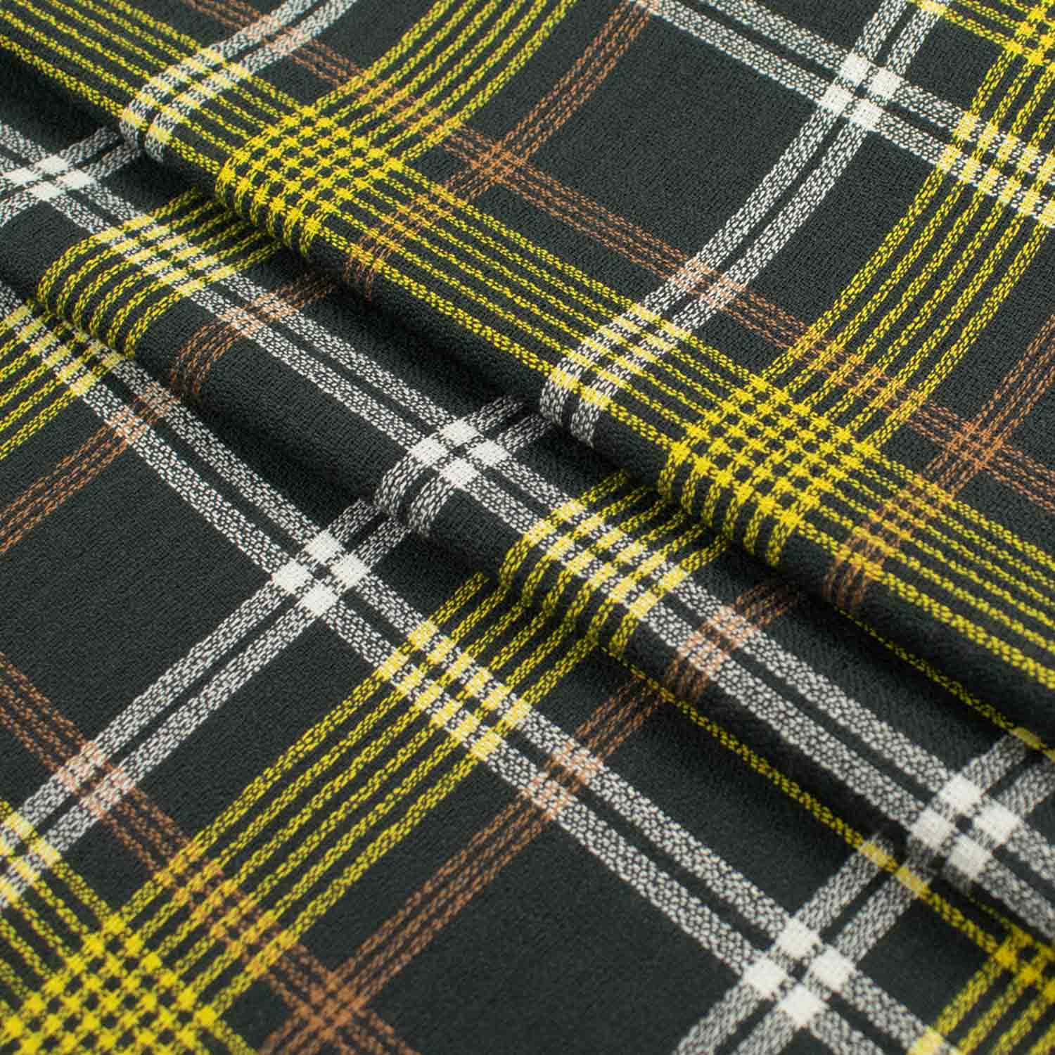 Japanese Printed Wool Suiting Pattern 04 Yellow & Dark Grey Checks