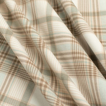 Japanese Printed Slight Stretch Wool Suiting Pattern 05 Beige, White & Mint Checks