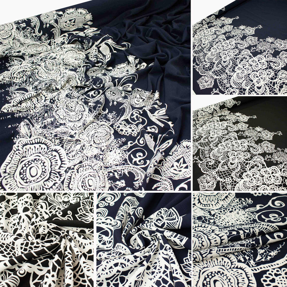 Jessica Crinkle Crepe Floral Border Prints – Homecraft Textiles