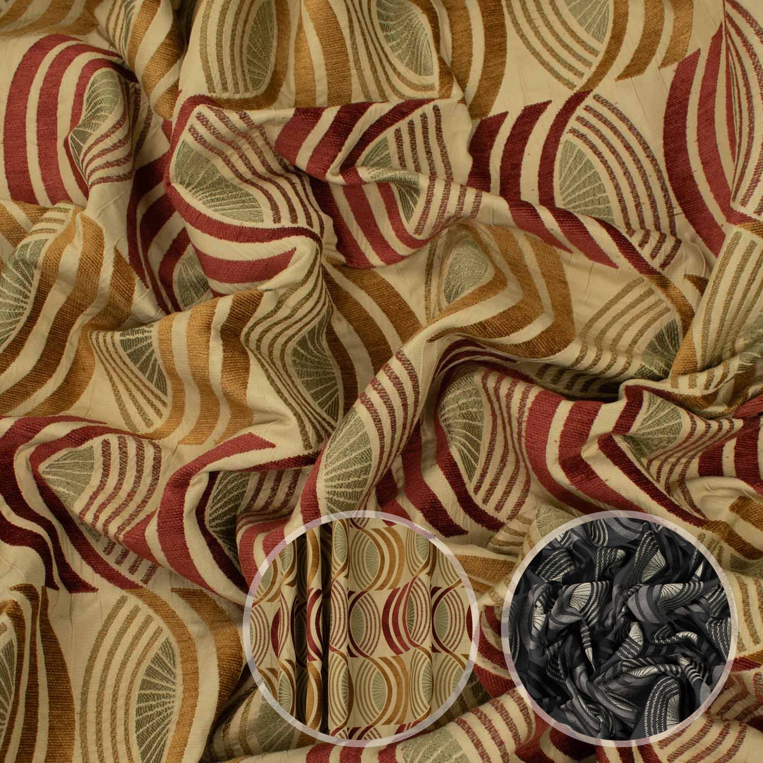 Geometric Chenille Velvet Upholstery/Curtain Fabric Design-Jigsaw