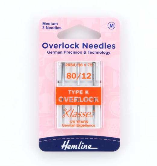 Hemline Klasse Sewing Machine Needles Overlocker Type B 80/12 3 Per