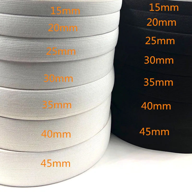 Knitted Elastic Black & White - 30M Roll