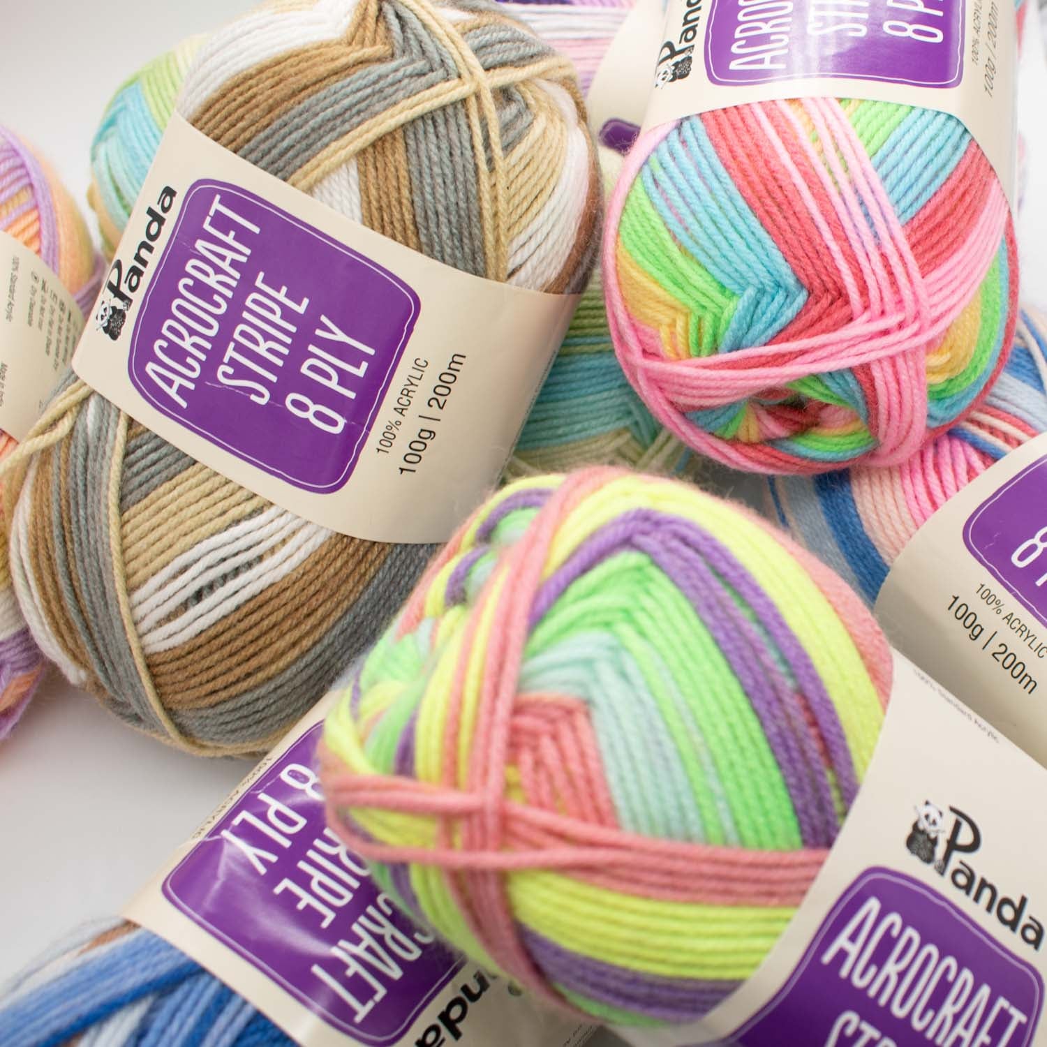 Panda Acrocraft Stripe 8 Ply Knitting Yarn