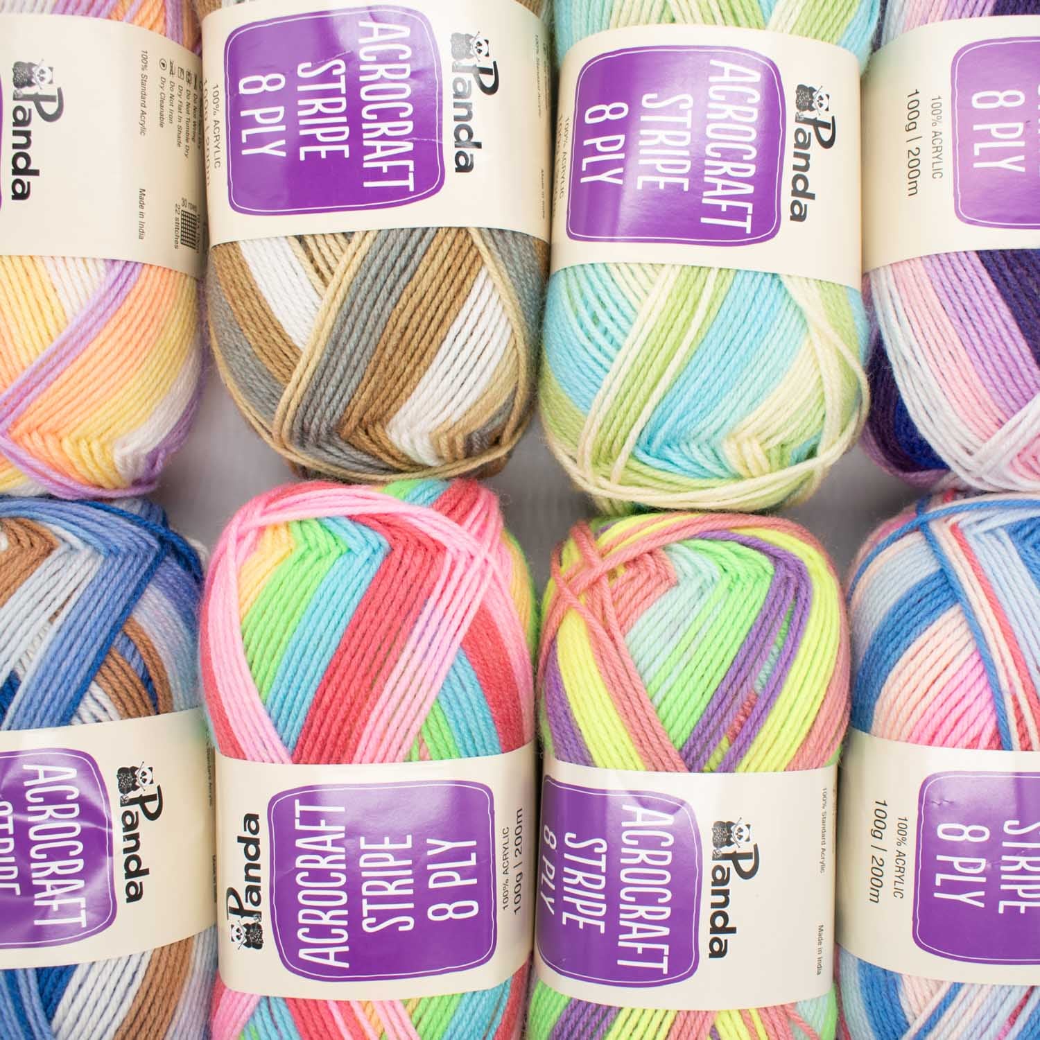 Panda Acrocraft Stripe 8 Ply Knitting Yarn