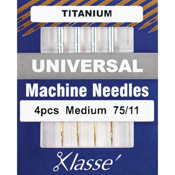 Klasse Sewing Machine Needles Universal-Titanium Size 75/11 - 4 Per Cassette