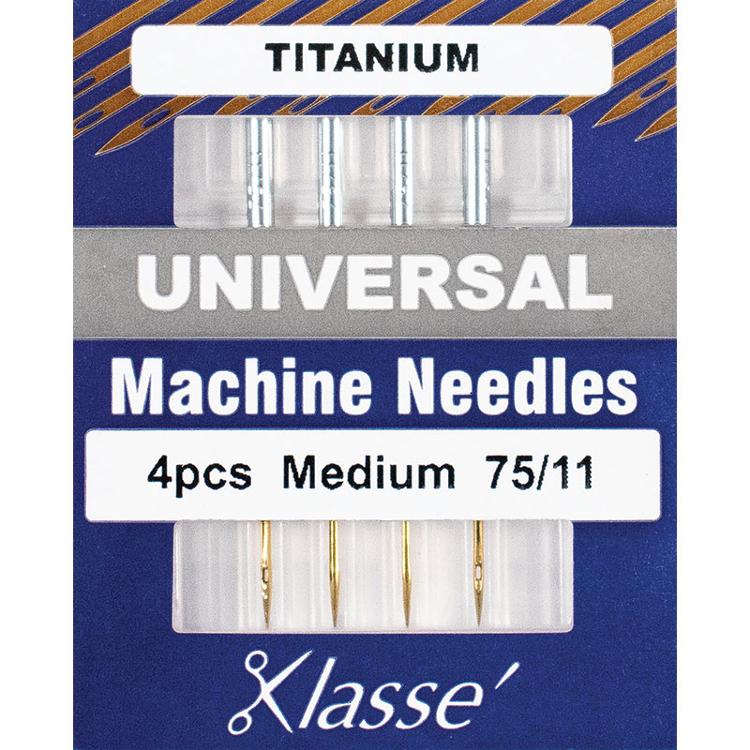 Klasse Sewing Machine Needles Universal-Titanium Size 75/11 - 4 Per Cassette