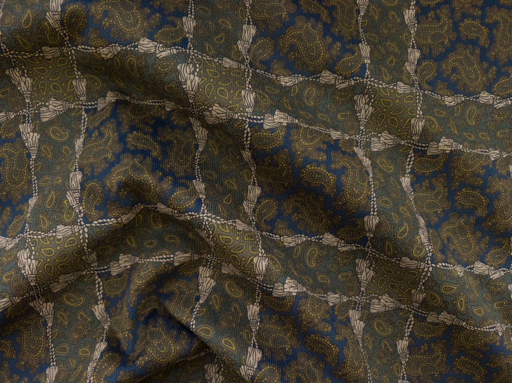Hokkoh® Japanese Regal Paisley Printed Fine Pinwale Corduroy