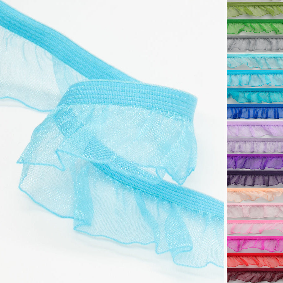 Frilled Organza Elastic Lace Trim 25mm - Design 1