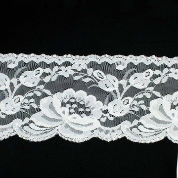 Floral Scalloped Raschel Off White Lace Trim 10cm