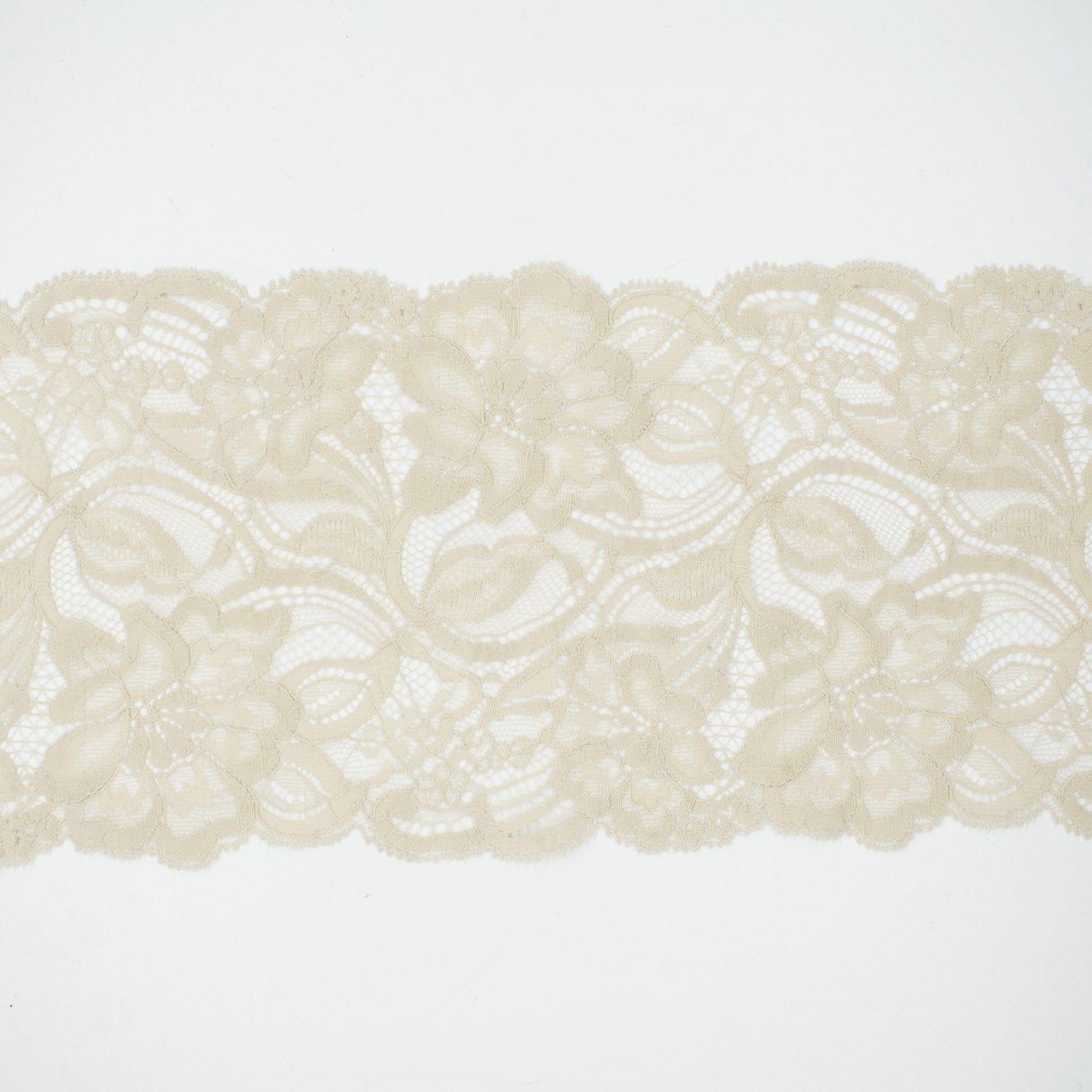Floral Vines Raschel Beige Lace Trim 13.5cm