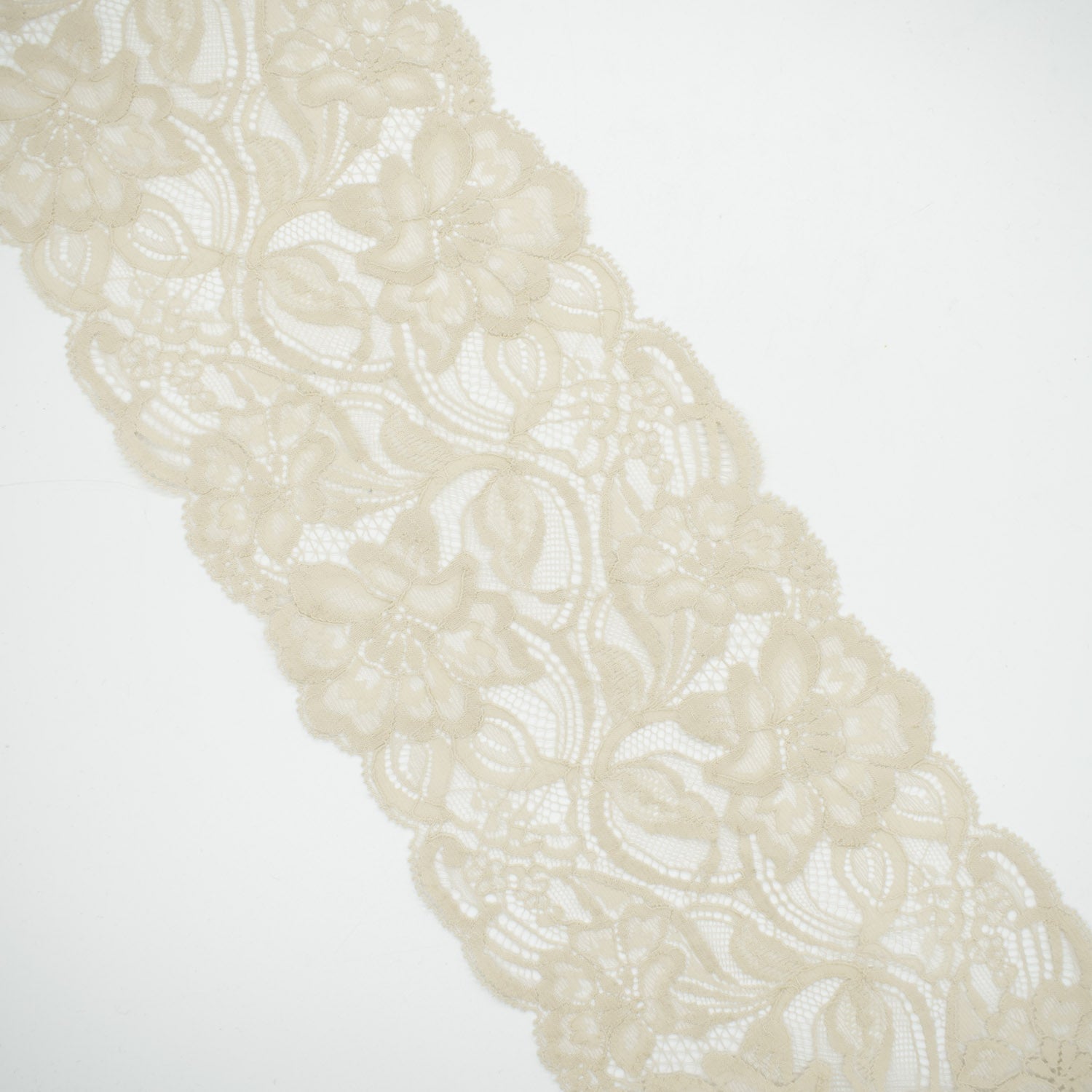 Floral Vines Raschel Beige Lace Trim 13.5cm
