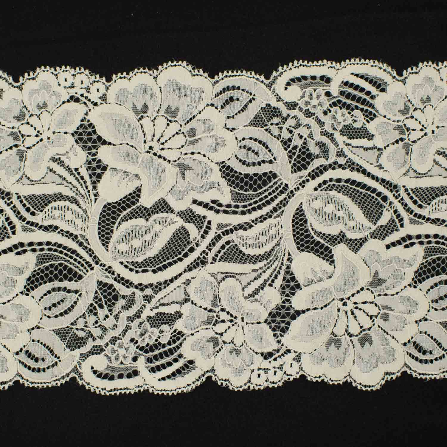 Floral Vines Raschel Beige Lace Trim 13.5cm