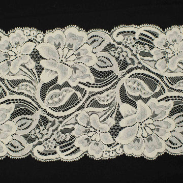 Floral Vines Raschel Beige Lace Trim 13.5cm