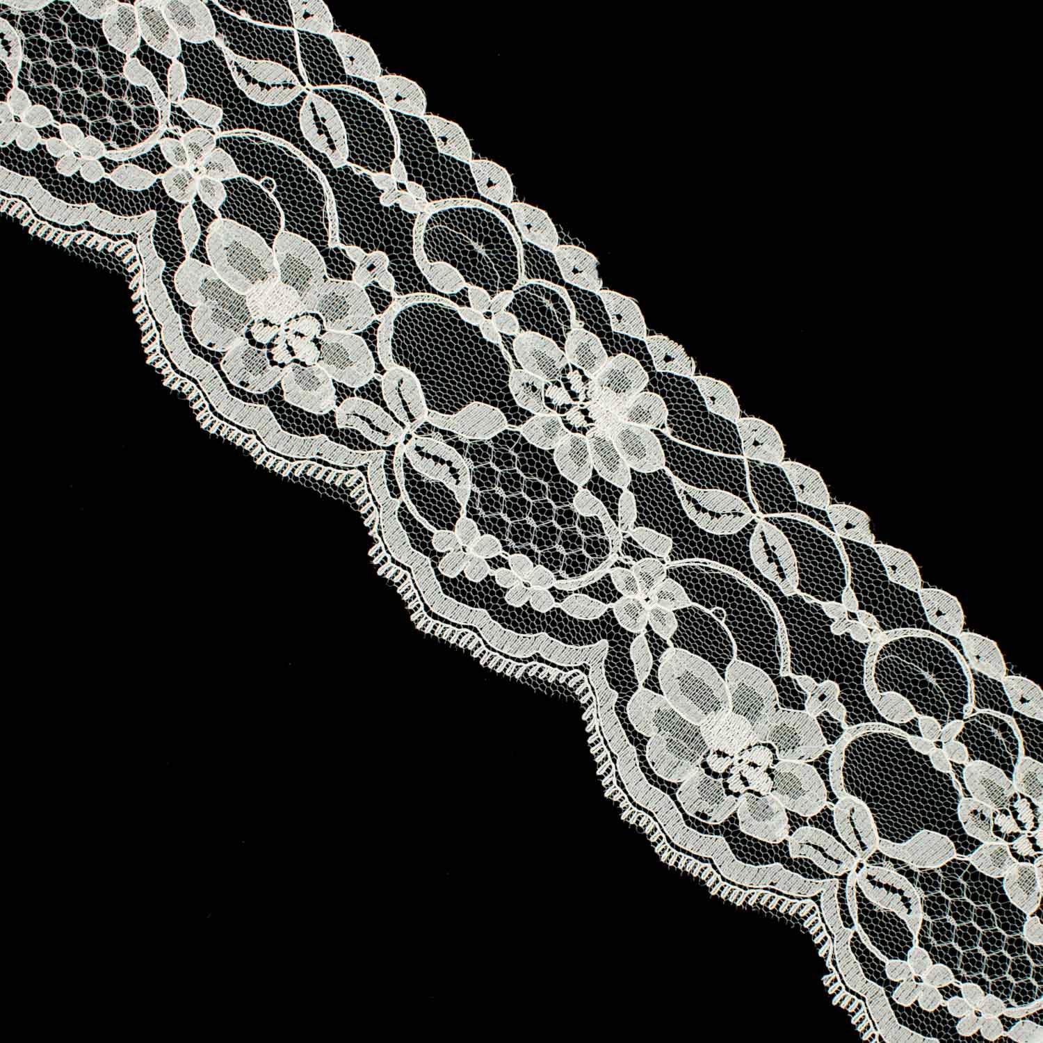 Nylon Lace Trim Design-11 Ivory 70mm