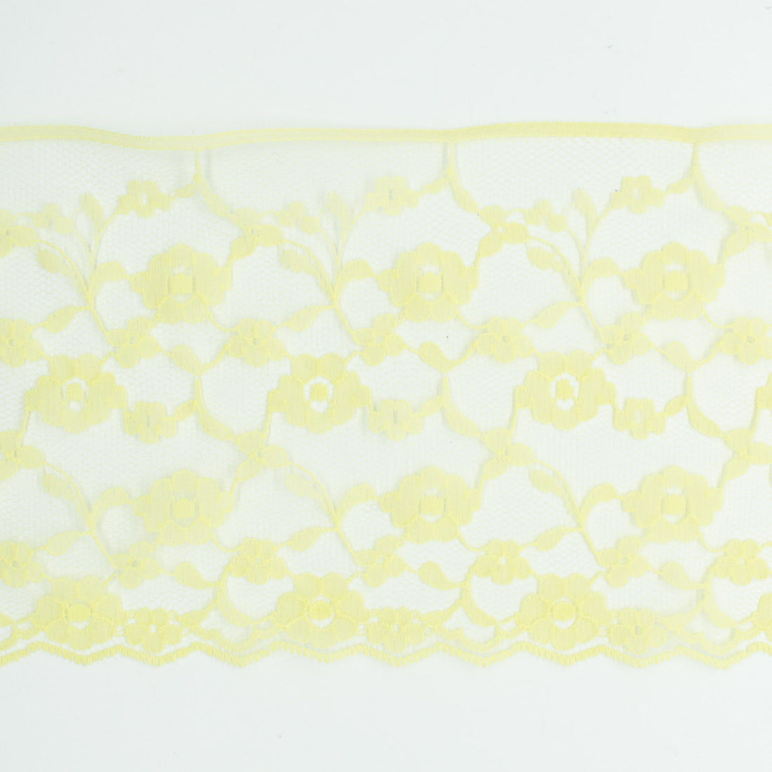 10CM Wide Pale Yellow Floral Nylon Lace Trim