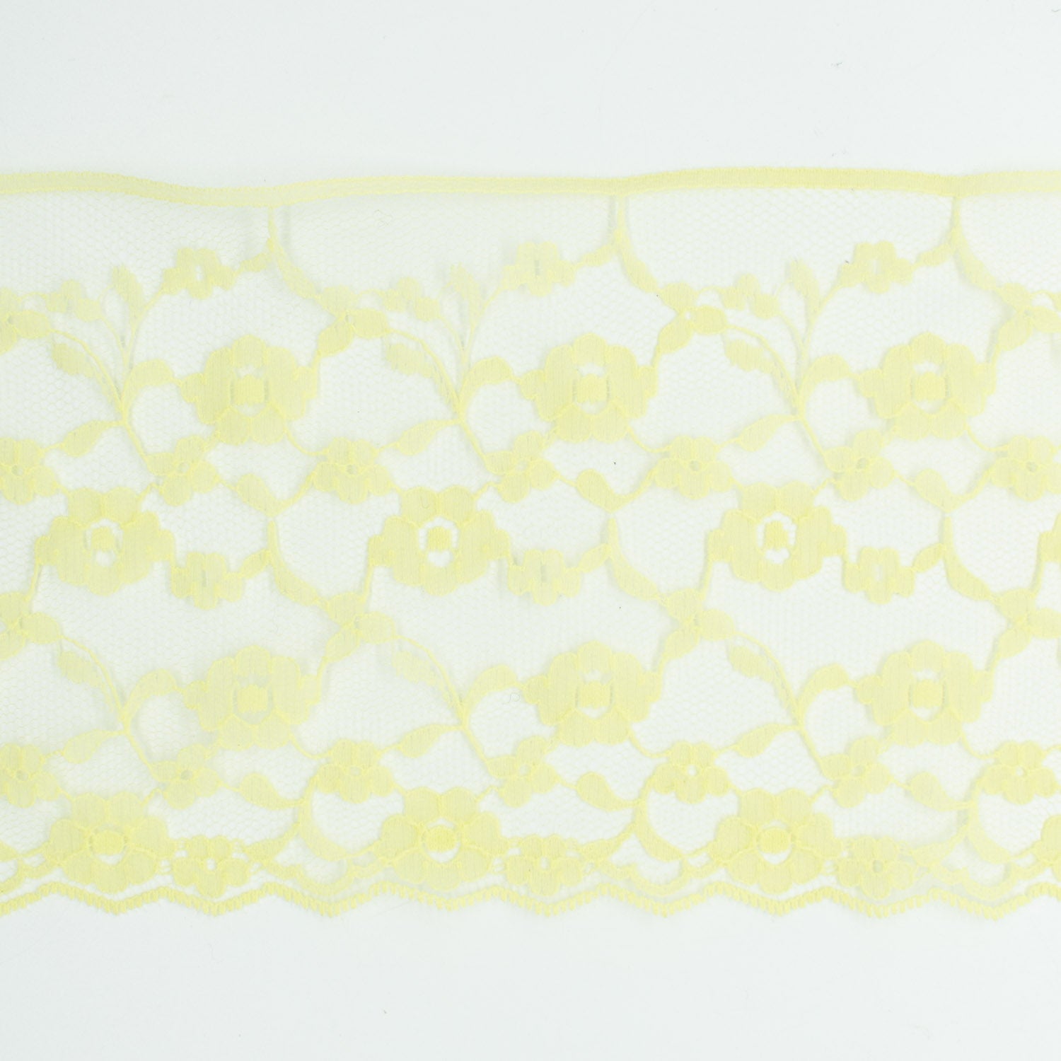 10CM Wide Pale Yellow Floral Nylon Lace Trim
