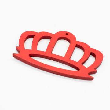 Red Crown Laser Cut Wooden Motif Pendant Charm