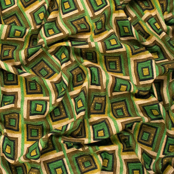 Linen Rayon Digital Print Design-5 Green Checks