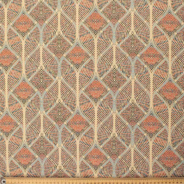 Linen Rayon Digital Print Design-9 Beige Abstract Leaf-like Diamond