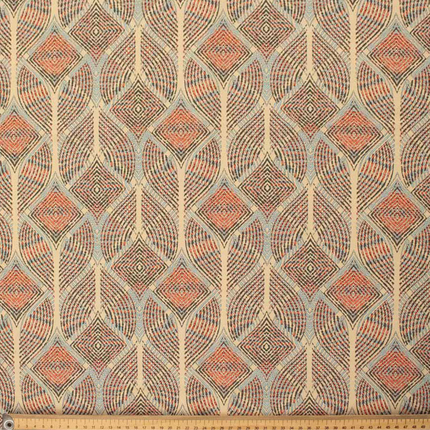 Linen Rayon Digital Print Design-9 Beige Abstract Leaf-like Diamond