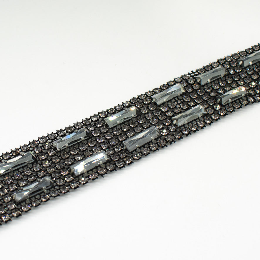 Lurex Diamonte Trim Crystal Rhinestone Ribbon 4CM