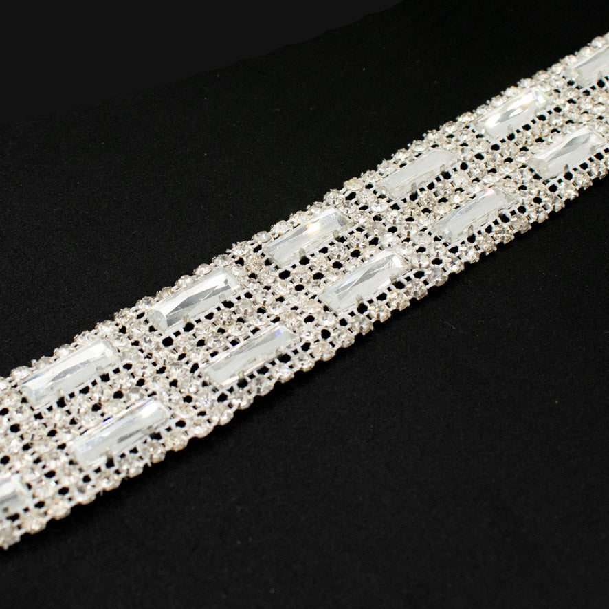 Lurex Diamonte Trim Crystal Rhinestone Ribbon 4CM
