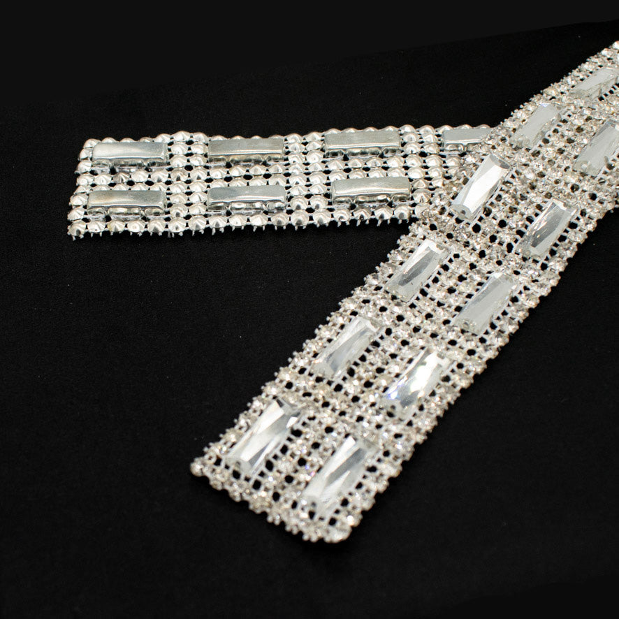 Lurex Diamonte Trim Crystal Rhinestone Ribbon 4CM