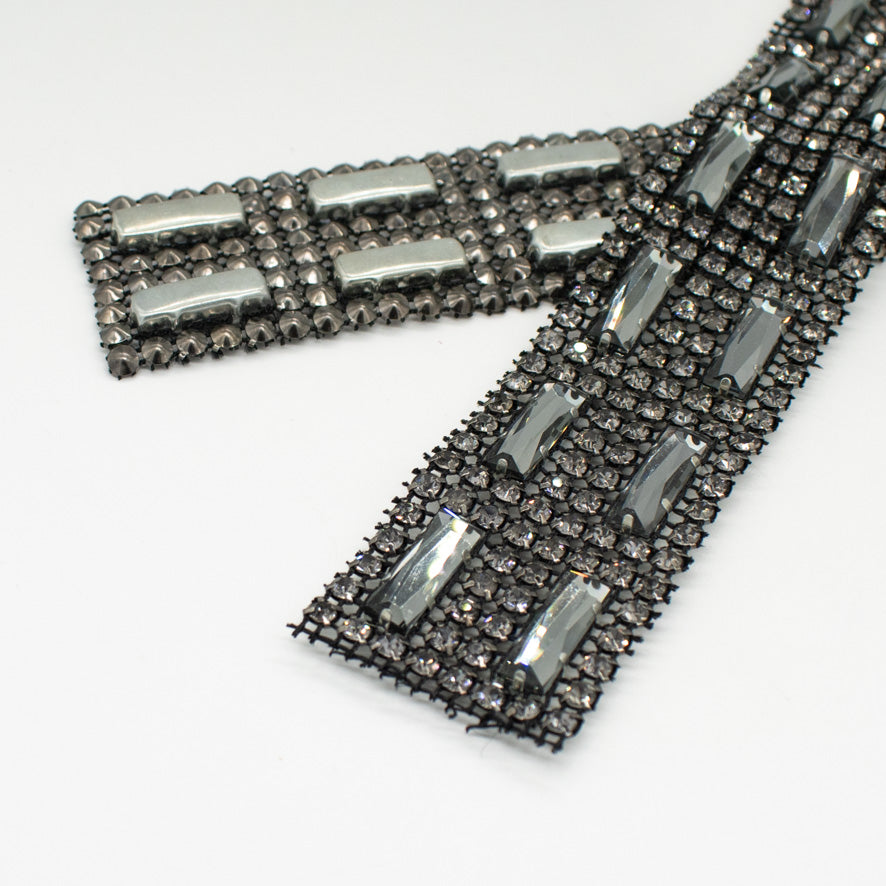 Lurex Diamonte Trim Crystal Rhinestone Ribbon 4CM