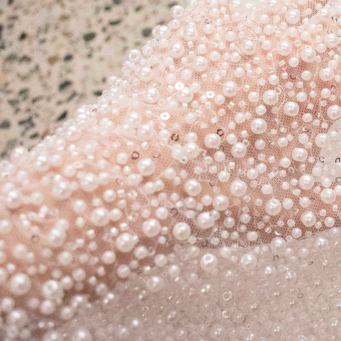 Luxury Pearl & Crystal Beaded Sequins Mesh Lace – SS41903 White