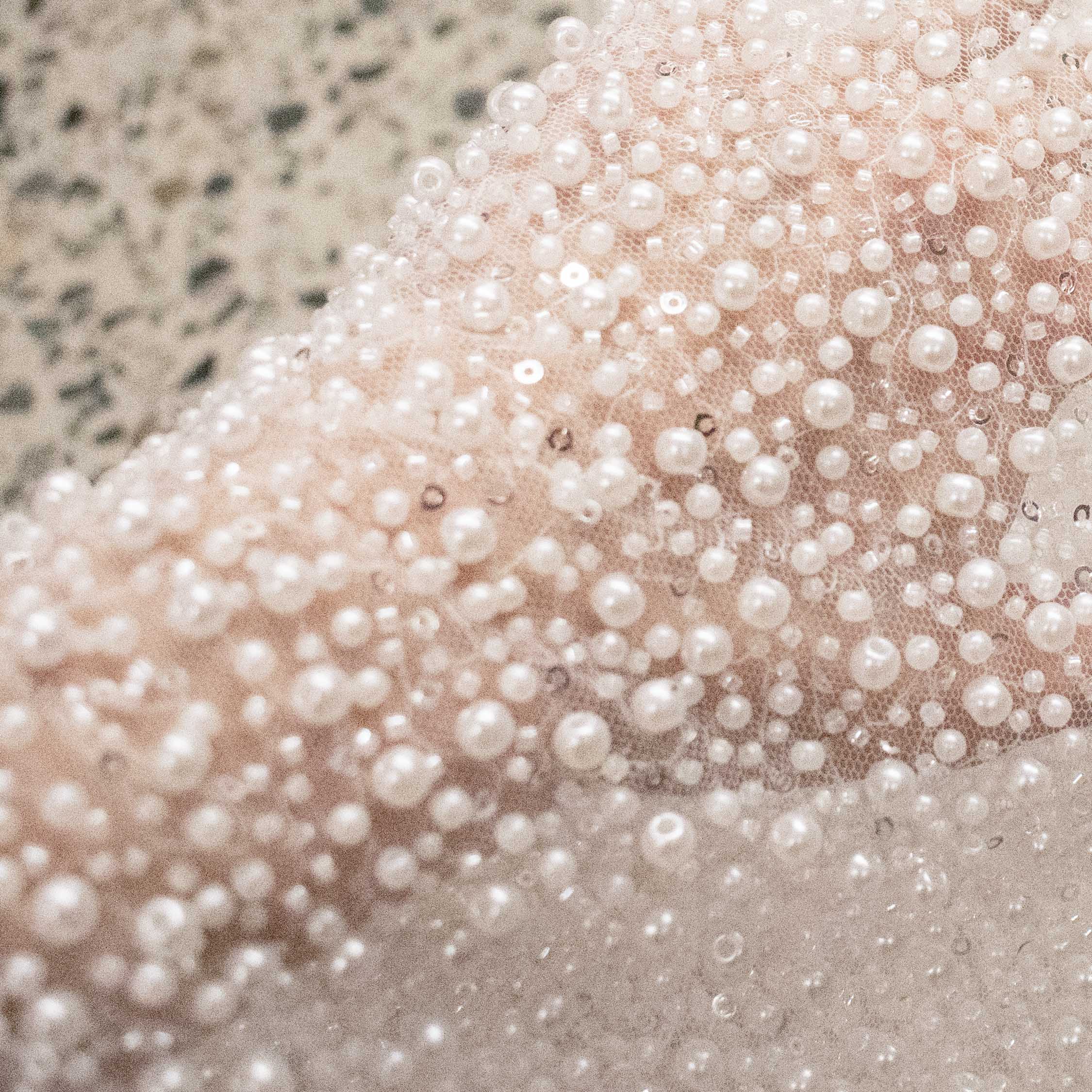 Luxury Pearl & Crystal Beaded Sequins Mesh Lace – SS41903 White