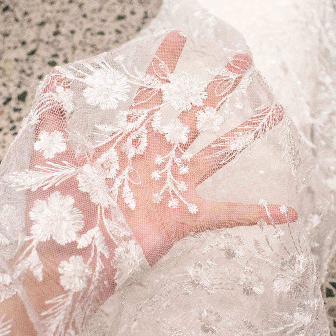 Light Weight Embroidered Couture Bridal Laces – DR23 White Floral Vines