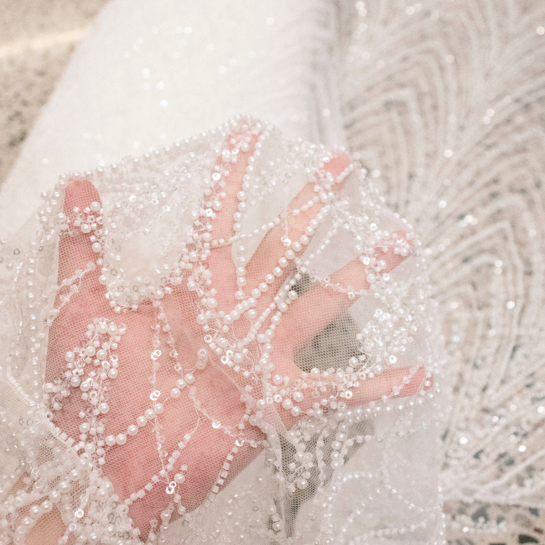 Heavy Beaded Embroidered Couture Bridal Laces – RRF2408 Off White Glamorous Chevron