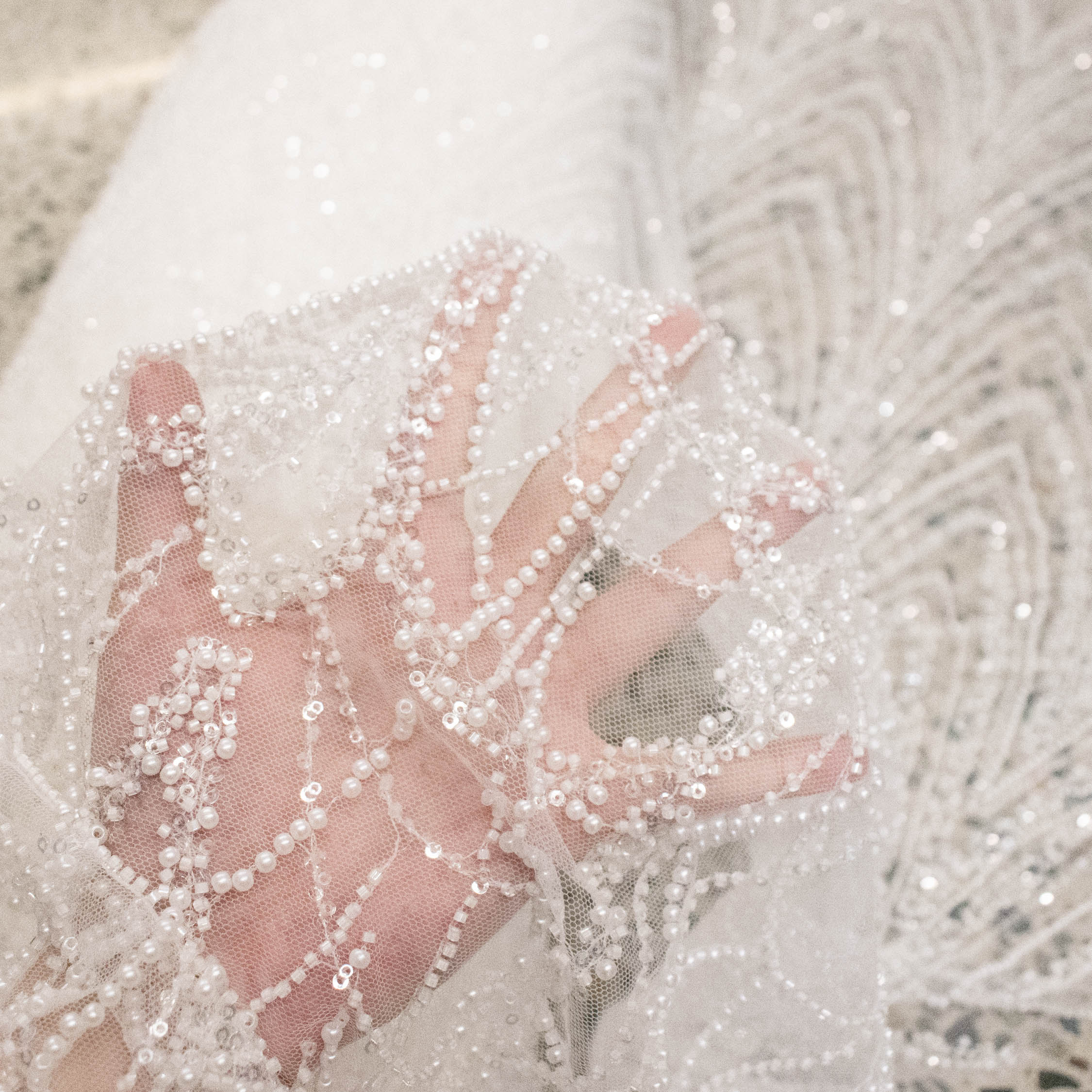 Heavy Beaded Embroidered Couture Bridal Laces – RRF2408 Off White Glamorous Chevron