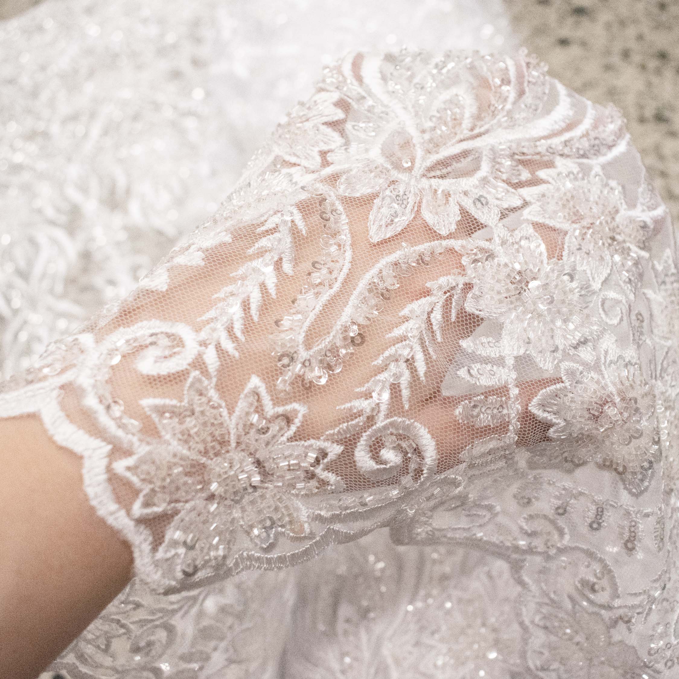 Heavy Beaded Sequin Embroidered Bridal Laces – GA7801 White Floral Vines
