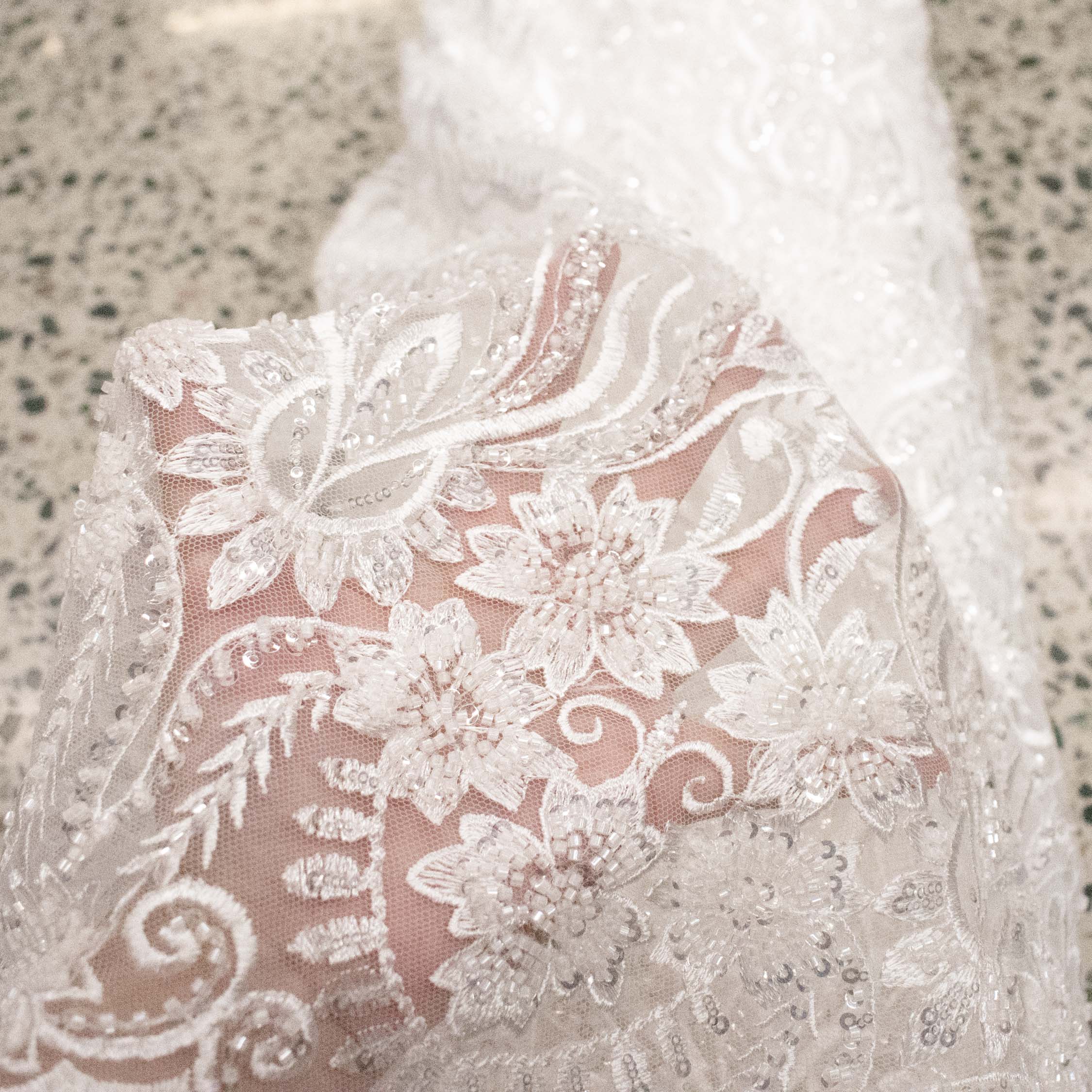 Heavy Beaded Sequin Embroidered Bridal Laces – GA7801 Off White Floral Vines