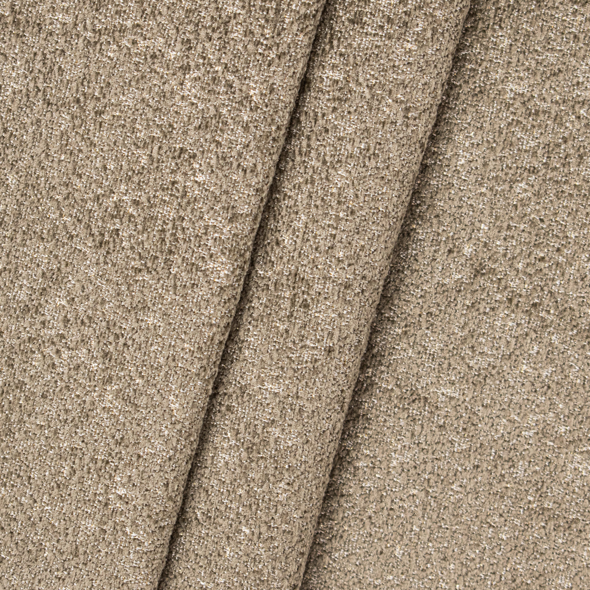 Metallic Lurex Chenille Curtaining & Upholstery Fabric in Beige