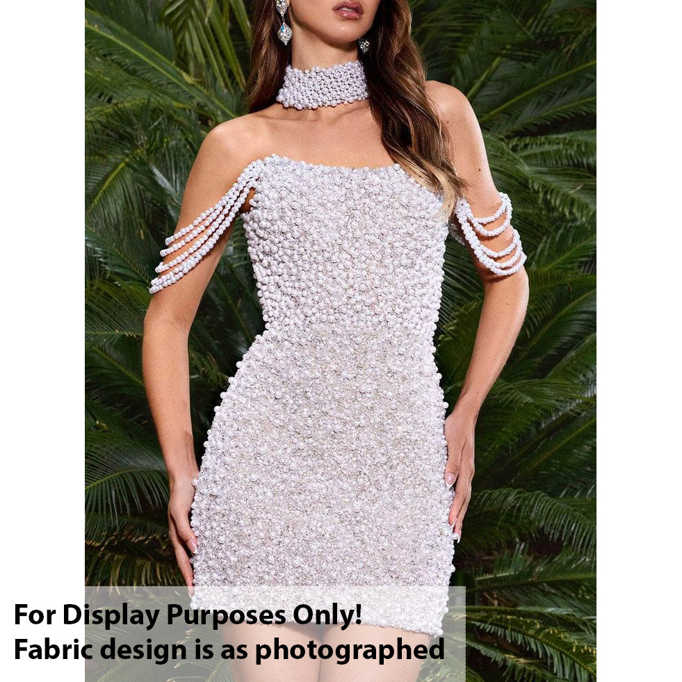Luxury Pearl & Crystal Beaded Sequins Mesh Lace – SS41902 White Corded Net