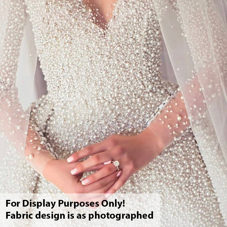 Luxury Pearl & Crystal Beaded Sequins Mesh Lace – SS41903 White