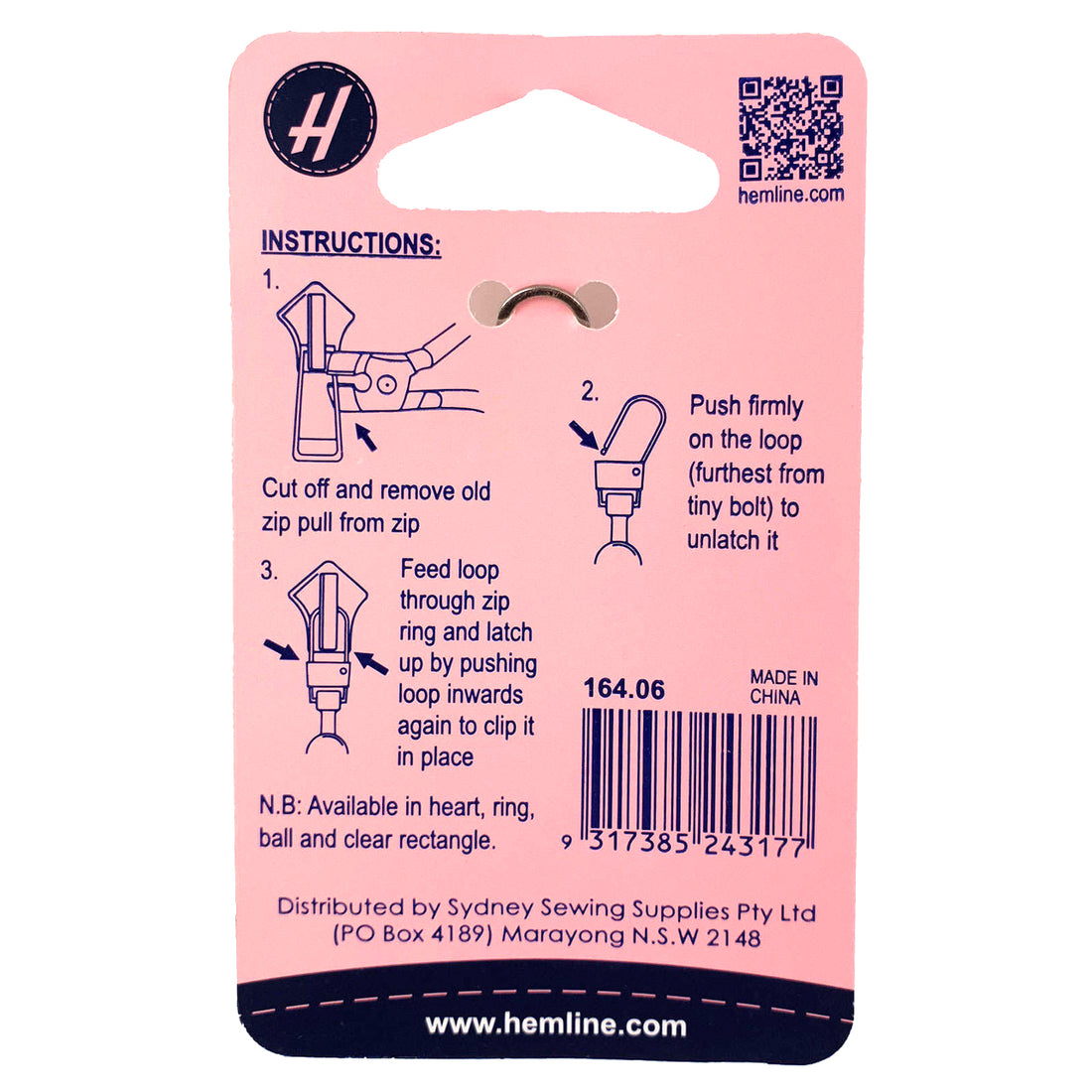 Hemline Zipper Puller - Ring Nickle