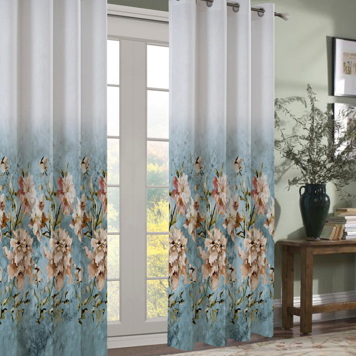 280CM Wide Magnolia Bloom Floral Printed Curtaining/Upholstery Fabric
