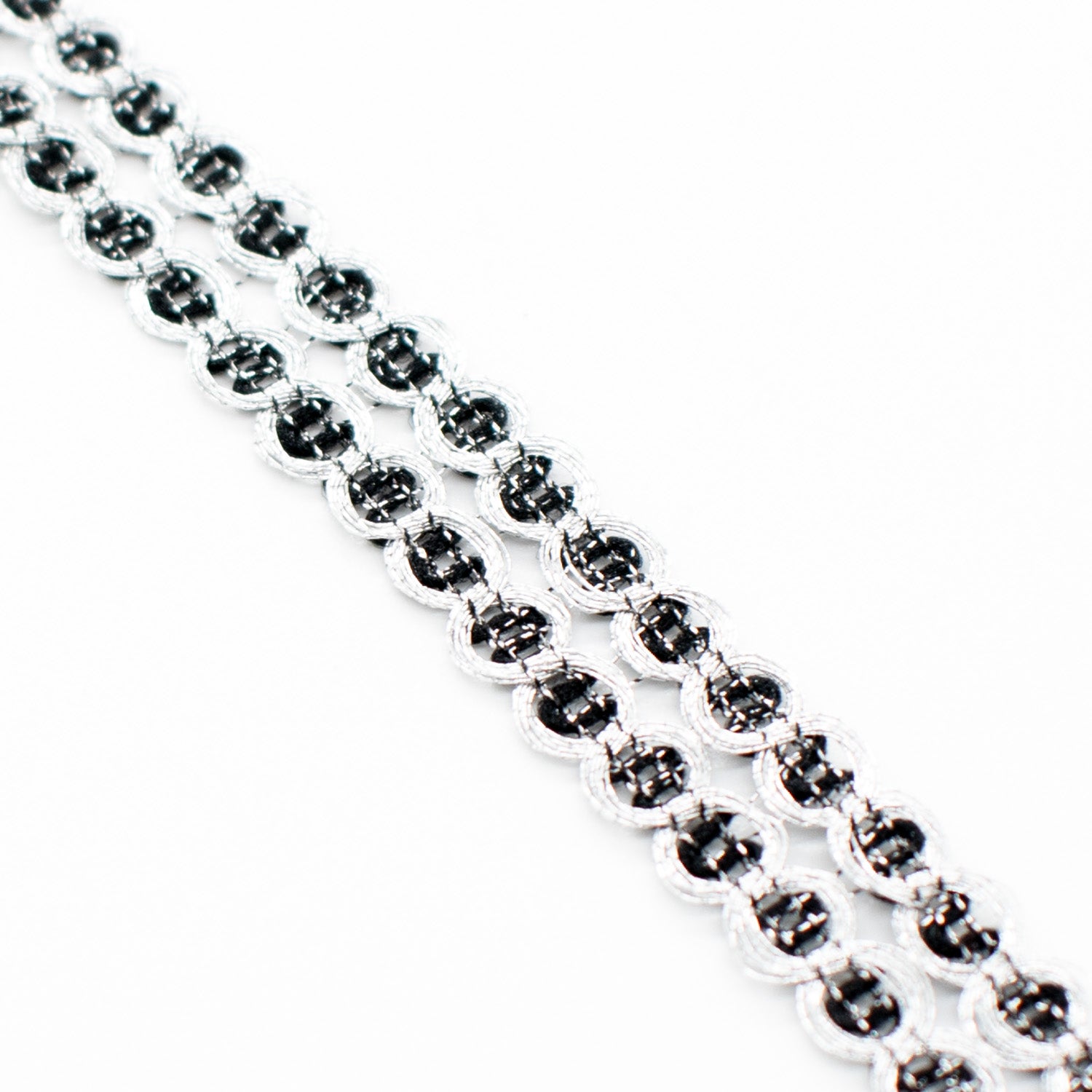 Simplicity Silver/Black Metallic Cord Trim- 10mm