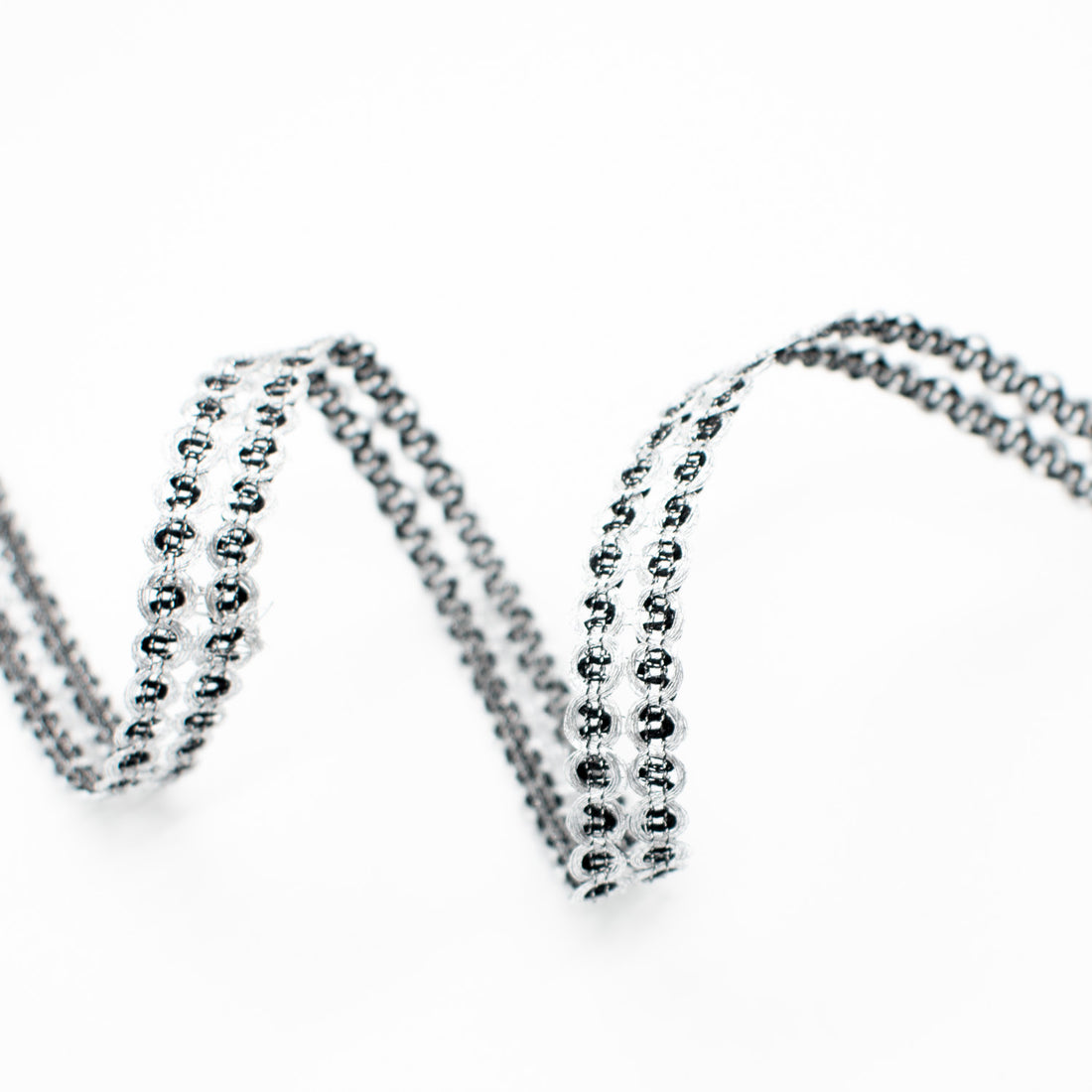 Simplicity Silver/Black Metallic Cord Trim- 10mm