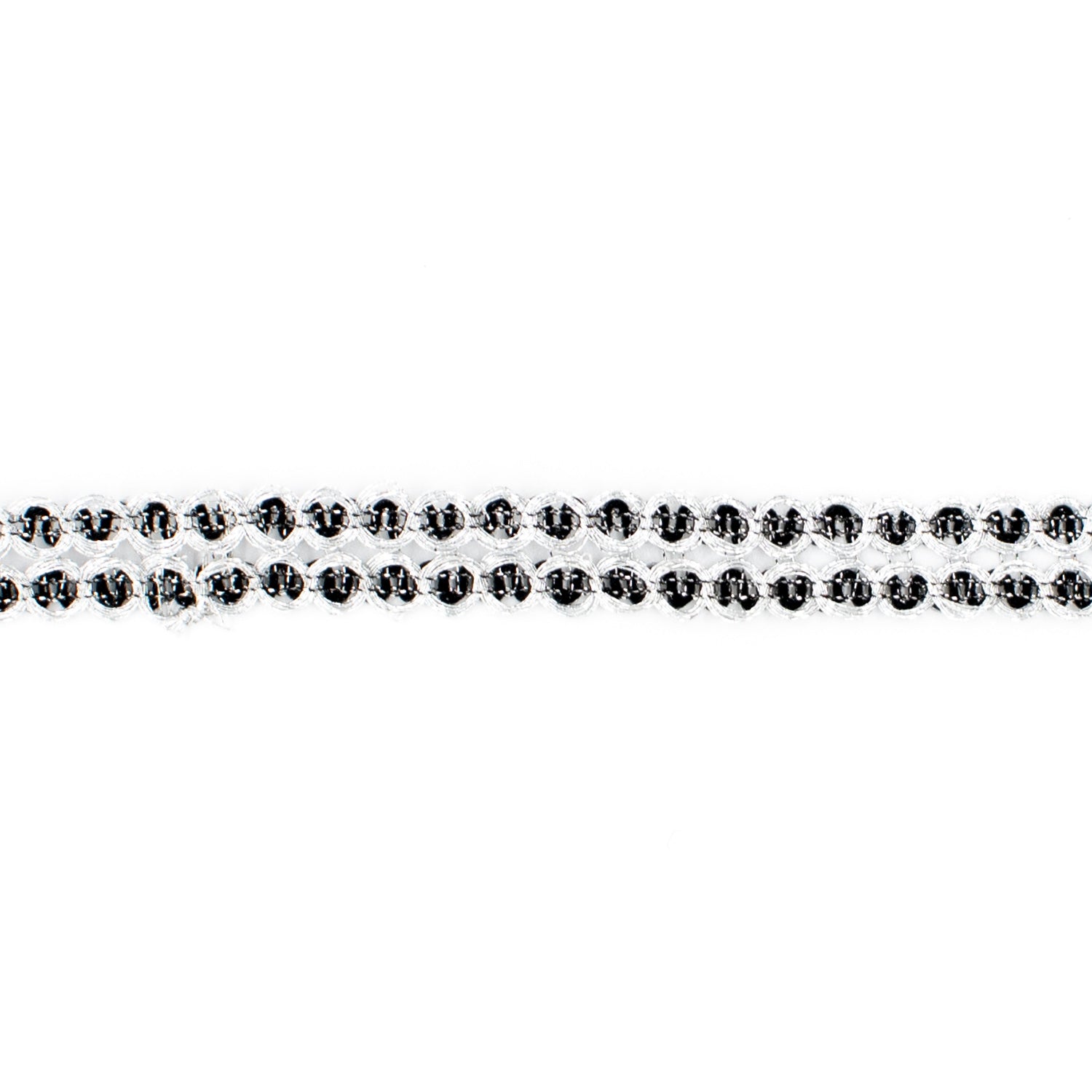 Simplicity Silver/Black Metallic Cord Trim- 10mm