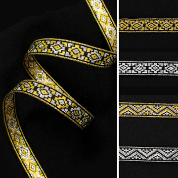 Metallic Fancy Embroidered Jacquard Ribbon-15mm