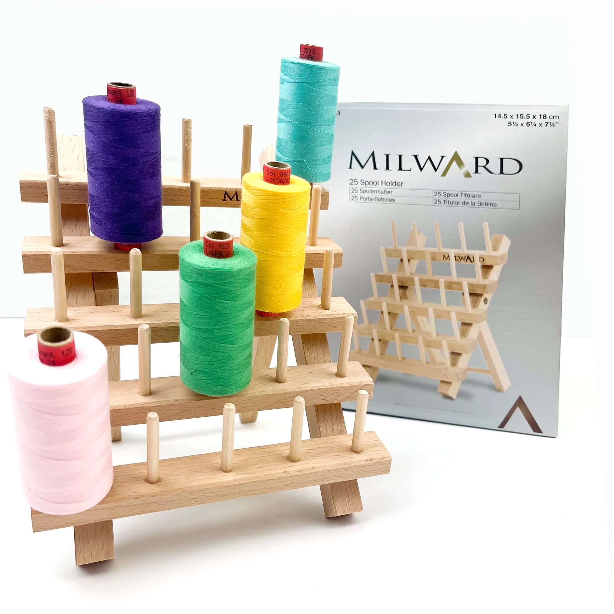 Milward Wooden Thread Spool Holder - 25 Spools Rack