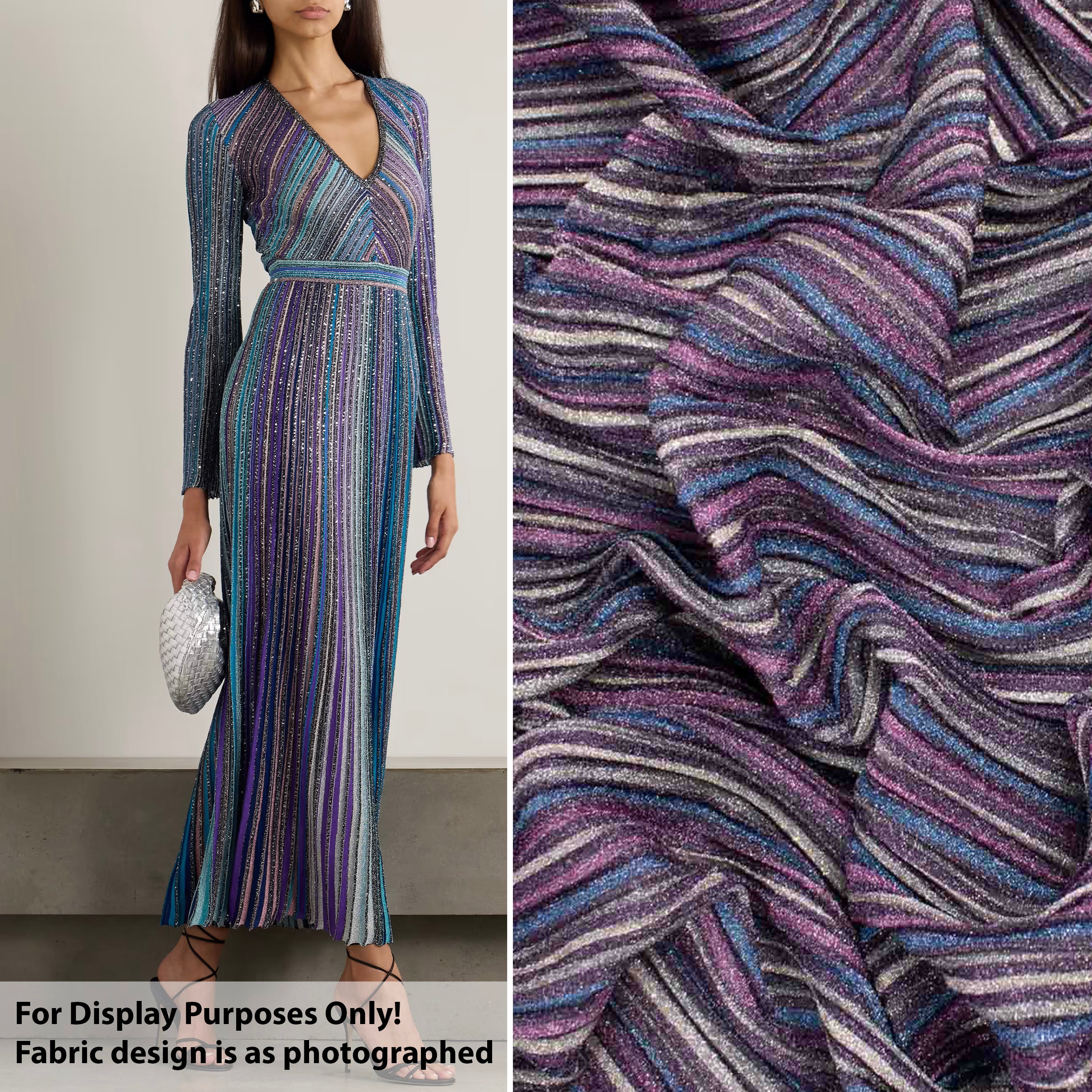 Pleated Metallic Ribbed-Knit